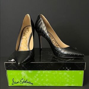 Sam Edelman Black Croc-Patterned Heels Size 6.5- NEVER WORN